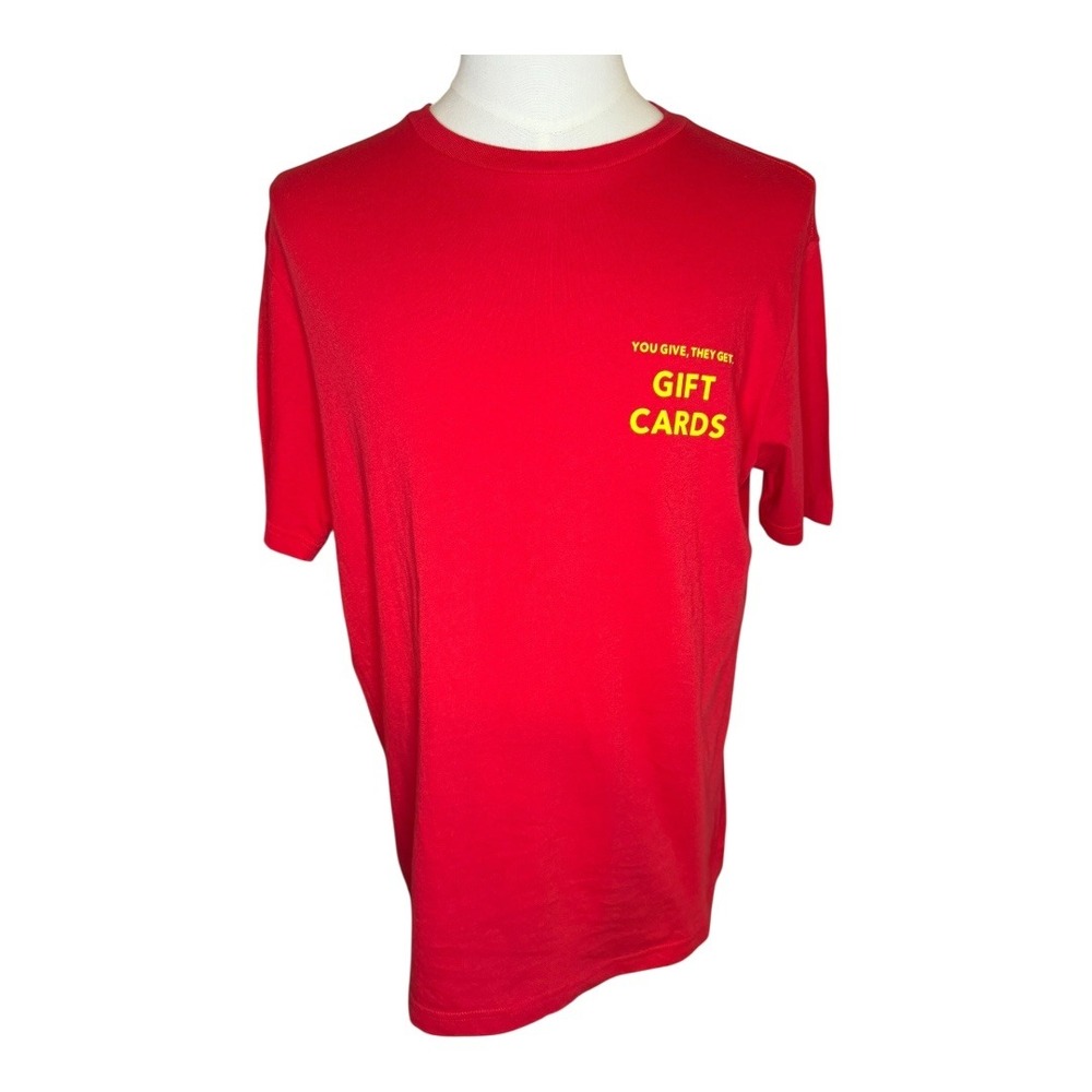 American Eagle Red Gift Cards Graphic T Shirt Mens Medium Crew Neck Short Sleeve